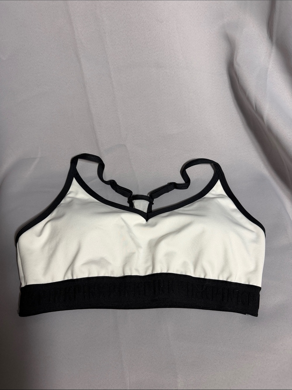 PINK Victoria's Secret White and Black Strappy Sports Bralette